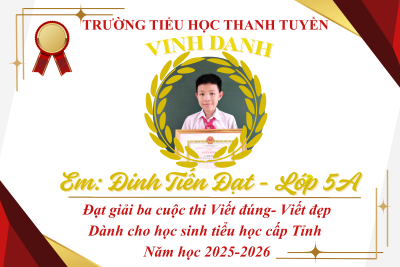 VINH DANH HS ĐẠT GIẢI CUỘC THI VIẾT ĐÚNG – VIẾT ĐẸP TỈNH NINH BÌNH