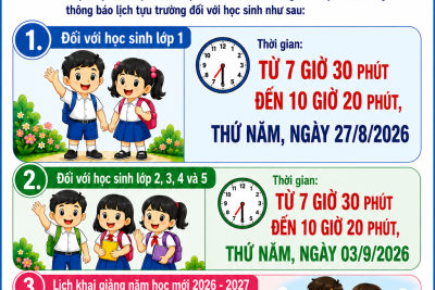 THÔNG BÁO LỊCH TỰU TRƯỜNG NĂM HỌC 2026 – 2027